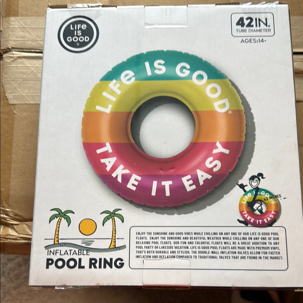 Life Is Good Multicolor Inflatable Pool Ring - Picture 2 of 4